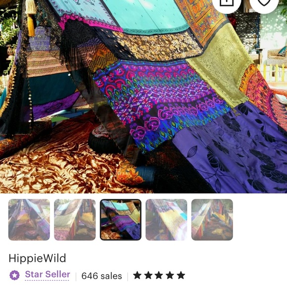 Boho / bohemian silk Gypsy witchy canopy tent for events and backdrops. Handmade - Picture 3 of 3